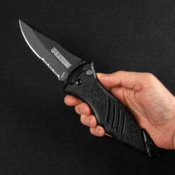 Blackhawk CQD Button Lock Folding Knife -SurvGear Shop BH15M311BK.1 62822.1694693974.1280.1280 25085.1694786858